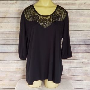 Black Lace Front Detailed Blouse